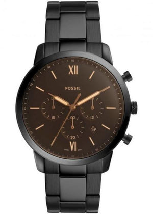 Fossil Neutra Chronograph Black Dial Black Steel Strap Watch for Men - FS5525