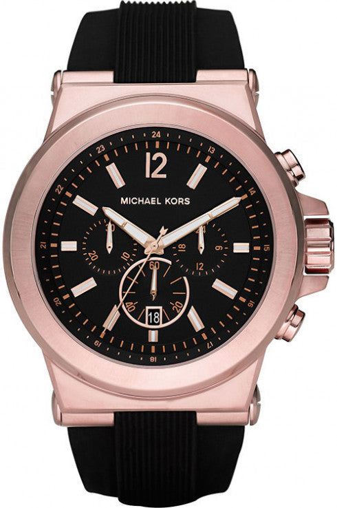 Michael Kors Dylan Black Dial Black Rubber Strap Watch for Men