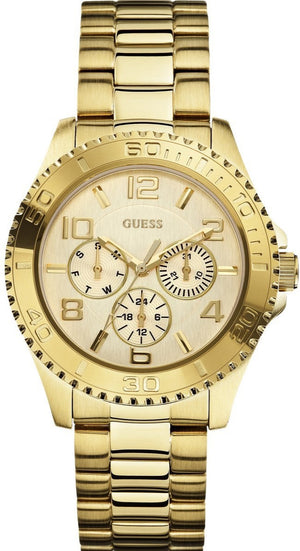 Guess BFF Multifunction Gold Dial Gold Steel Strap Watch for Men - W0231L2