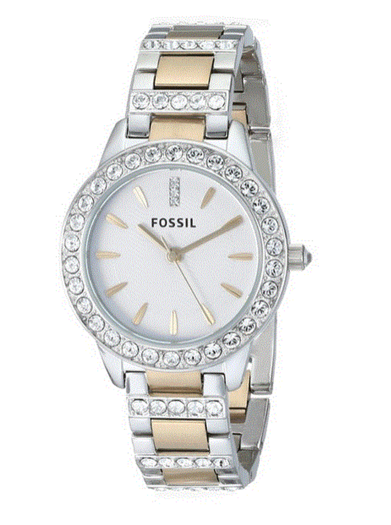 Fossil Jesse White Dial Two Tone Steel Strap Watch for Women