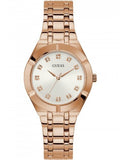 Guess Crystalline Diamonds Silver Dial Rose Gold Steel Strap Watch for Women - GW0114L3