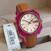 Fossil Candy White Dial Brown Leather Strap Watch for Women - ES3539