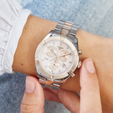Tissot PR 100 Sport Chic Chronograph Silver Dial Two Tone Steel Strap Jam Tangan Untuk Wanita - T101.917.22.031.00