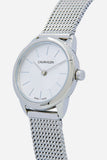 Calvin Klein Minimal White Dial Silver Mesh Bracelet Watch for Women - K3M23126