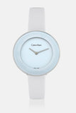 Calvin Klein Chic White Dial White Leather Strap Watch for Women - K7N23TK2