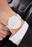 Calvin Klein Full Moon White Dial White Leather Strap Watch for Women - K8Y231L6