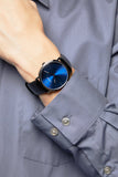 Calvin Klein High Noon Quartz Blue Dial Black Leather Strap Watch for Men - K8M211CN