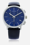 Calvin Klein Chronograph Blue Dial Black Leather Strap Watch for Men - K8Q371CN