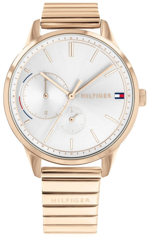 Tommy Hilfiger Brooke Silver Dial Rose Gold Steel Strap Watch for Women - 1782021