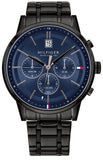 Tommy Hilfiger Kyle Quartz Blue Dial Black Steel Strap Watch for Men - 1791633