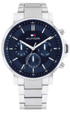 Tommy Hilfiger Tyson Chronograph Blue Dial Silver Steel Strap Watch For Men - 1710588