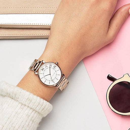 Marc Jacobs Roxy White Dial Rose Gold Steel Strap Watch for Women