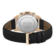 Hugo Boss Skymaster Chronograph Blue Dial Black Leather Strap Watch for Men - 1513783
