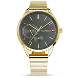 Tommy Hilfiger Brooke Black Dial Gold Steel Strap Watch for Women  - 1782019