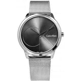 Calvin Klein Minimal Black Dial Silver Mesh Bracelet Watch for Men - K3M21123