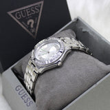 Guess Water Pro Diamonds Silver Dial Silver Steel Strap Watch For Women - G75511M