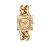 Michael Kors Chain Lock Pave Gold Dial Gold Steel Strap Watch For Women - MK4711