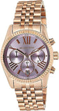 Michael Kors Lexington Purple Dial Rose Gold Steel Strap Watch For Women - MK6207