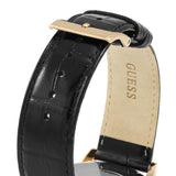 Guess Delancy Quartz Silver Dial Black Leather Strap Watch For Men - W0870G2