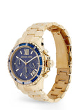 Michael Kors Everest Chronograph Blue Dial Gold Steel Strap Watch for Women - MK5754