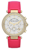 Michael Kors Parker White Dial Pink Leather Strap Watch for Women - MK2297