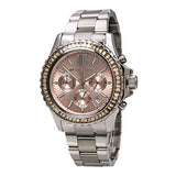 Michael Kors Everest Chronograph Gold Dial Silver Steel Strap Watch For Women - MK5870