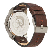 Diesel Mini Daddy Analog Blue Dial Brown Leather Strap Watch For Men - DZ7339