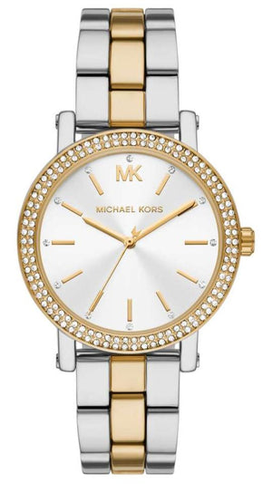 Michael Kors Corey Analog Silver Dial Two Tone Steel Strap Watch for Women - MK7348