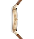 Michael Kors Jaryn Quartz Gold Dial Brown Leather Strap Watch For Women - MK2496