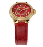 Michael Kors Camille Three-Hand Red Dial Red Leather Strap Watch for Women - MK4750