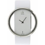 Calvin Klein Glam Transparent Dial White Leather Strap Watch for Women - K9423101