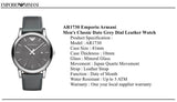 Emporio Armani Classic Quartz Grey Dial Grey Leather Strap Watch For Men - AR1730