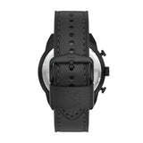 Fossil Bronson Chronograph Black Dial Black Leather Strap Watch for Men - FS5874