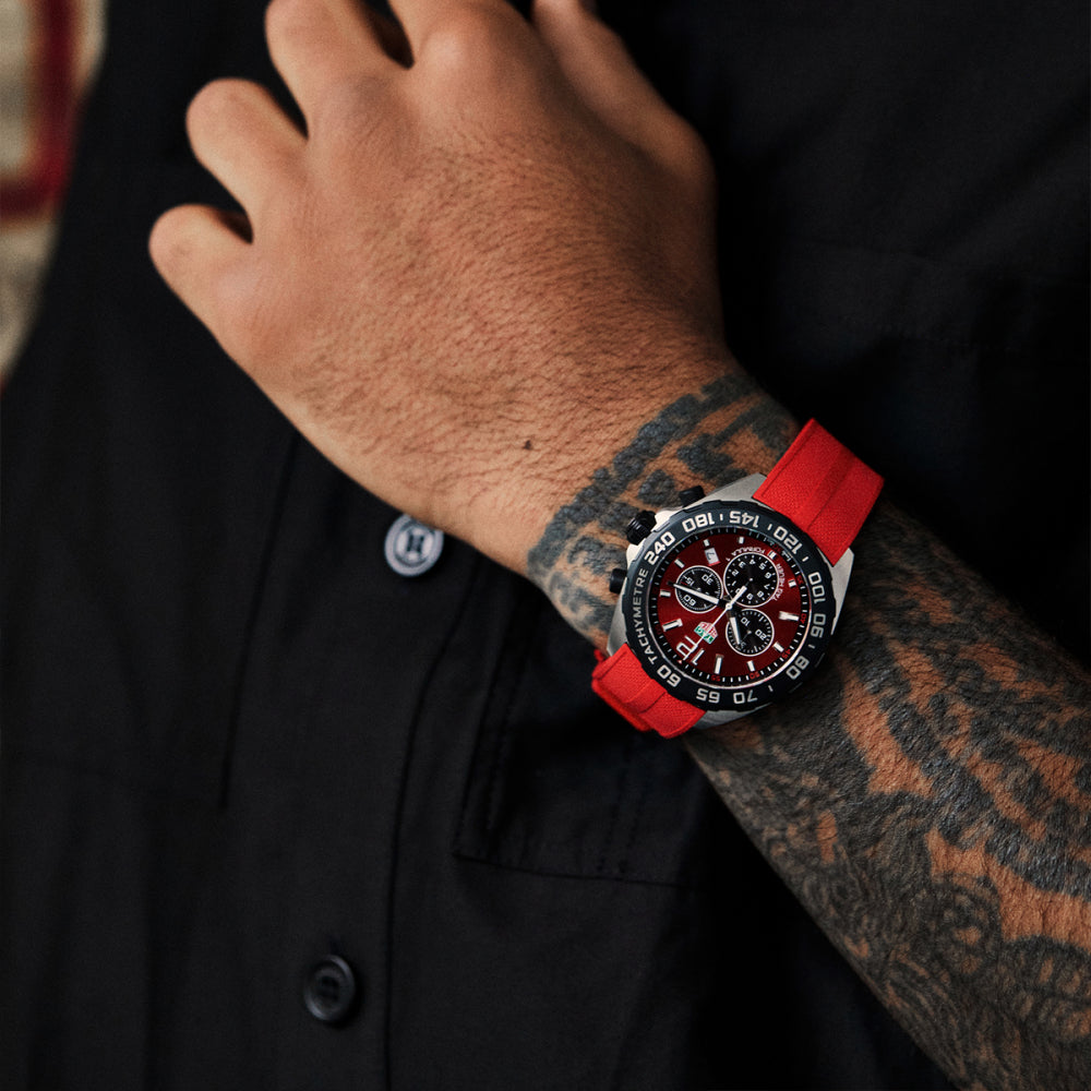 Tag heuer red rubber strap sale