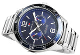 Tommy Hilfiger Erik Chronograph Blue Dial Silver Steel Strap Watch for Men - 1791366