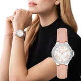 Michael Kors Camille Three-Hand Crystals White Dial Pink Leather Strap Watch for Women - MK2963