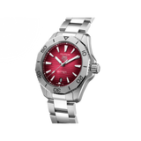 Tag Heuer Aquaracer Professional 200 Automatic Red Dial Silver Steel Strap Watch for Men - WBP2114.BA0627