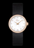 Dior La D De Dior Mother of Pearl Diamonds White Dial Black Leather Strap Watch for Women - CD047170A001 0000