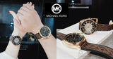 Michael Kors Runway Quartz Black Dial Brown Leather Strap Watch For Women - MK6979