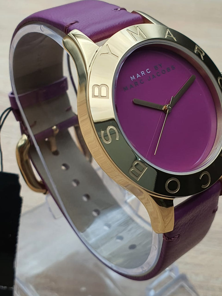 Marc Jacobs Blade Watch in Gold & Purple Marc Jacobs Blade Purple Dial Purple Leather Strap Watch for  main image 3