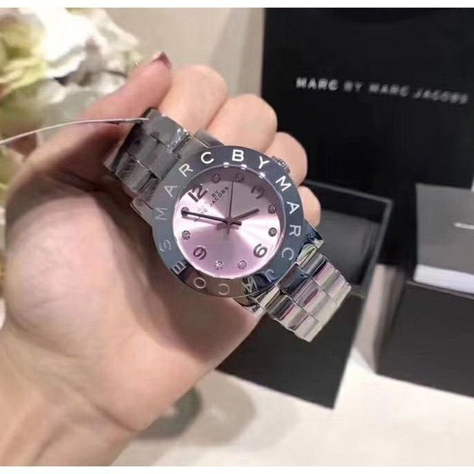 Marc Jacobs Amy Life Pink Dial Silver Steel Strap Watch for  display picture 2