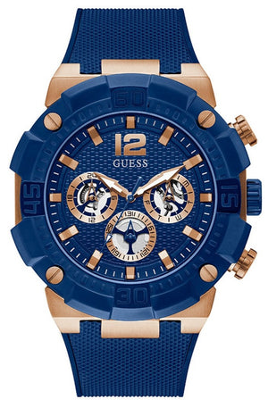 Guess Navigator Chronograph Blue Dial Blue Rubber Strap Watch for Men - GW0264G4