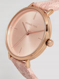 Michael Kors Jayne Three Hand Rose Gold Dial Pink Leather Strap Watch For Women - MK7130