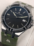 Maurice Lacroix Aikon Quartz Black Dial Green Crocodile Leather Strap Watch for Men - AI1008-PVB21-330-1