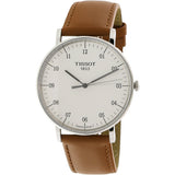 Tissot T Classic Everytime Jam Tangan Tali Kulit Coklat Dial Putih Besar Untuk Pria - T109.610.16.037.00