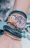 Michael Kors Runway Chronograph Purple Dial Rose Gold Steel Strap Watch For Women - MK6163