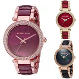 Michael Kors Parker Maroon Dial Two Tone Steel Strap Watch for Women - MK6412