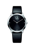 Calvin Klein Minimal Diamonds Black Dial Black Leather Strap Watch for Men - K3M211CS