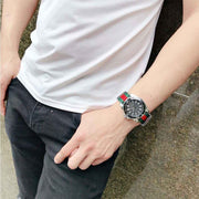 Gucci Dive Black Dial Two Tone NATO Strap Watch For Men - YA136206