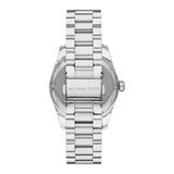 Michael Kors Lexington Lux Three Hand Mother of Pearl Silver Dial Silver Steel Strap Watch for Women - MK7445